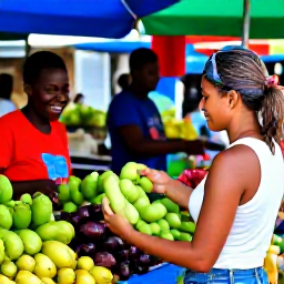 Caribbean Holidays, Solo Saint Lucia, Friendly solo traveller exploring a colourful Saint Lucian market with local produce and smiling stallholders
