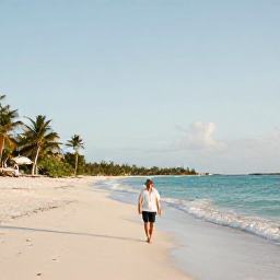 Caribbean Holidays, Solo September, A solo traveller walking along a quiet white-sand beach in Providenciales, Turks and Caicos, beneath soft September sunshine