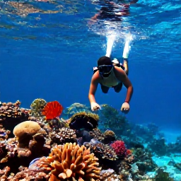 Caribbean Holidays, Solo Turks Caicos, A snorkeller exploring a colourful coral reef with tropical fish in the clear waters of Turks and Caicos during May