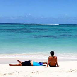 Caribbean Holidays, Solo Turks Caicos, A solo traveller relaxing on a quiet white-sand beach beside clear turquoise water in Providenciales, Turks and Caicos, bright May sunshine