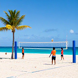 Caribbean Holidays, Sporting Holidays, Active travellers playing beach volleyball beside a bright Caribbean sea at an all-inclusive resort