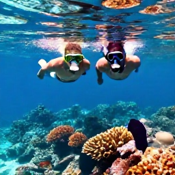 Caribbean Holidays, Sporting Honeymoons, A couple snorkelling in clear Caribbean water above a colourful coral reef with tropical fish