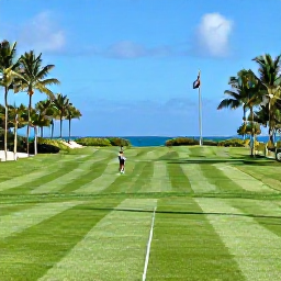 Caribbean Holidays, Sporting Spa Breaks, A golfer teeing off on a scenic Caribbean golf course overlooking the sea, with lush fairways and palm trees