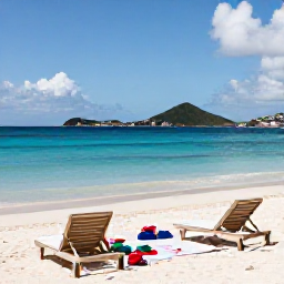 Caribbean Holidays, St Barth Luxury, A quiet white-sand beach on Saint Barth&eacute;lemy with clear blue water, sun loungers and a luxury beach picnic in September