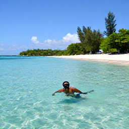 Caribbean Holidays, Trinidad Adventure Holidays, Travellers snorkelling above clear turquoise water beside a quiet tropical beach on Tobago