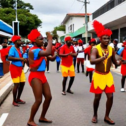 Caribbean Holidays, Trinidad and Tobago, A lively street scene during Trinidad Carnival, with colourful costumes, musicians and dancing crowds in Port of Spain