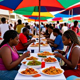 Caribbean Holidays, Trinidad April Breaks, Colourful Trinidadian dishes and street food served at a lively evening market in Port of Spain