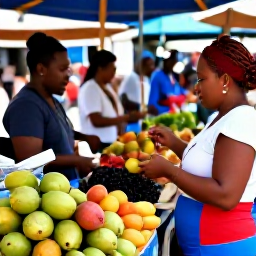 Caribbean Holidays, Trinidad April Holidays, Colourful Caribbean market in Trinidad with local fruit, spices and friendly shoppers