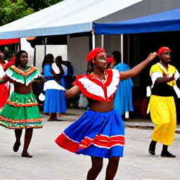 Caribbean Holidays, Trinidad April Holidays, Colourful Trinidad and Tobago cultural festival with dancers, musicians and visitors in bright traditional clothing