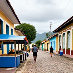 Caribbean Holidays, Trinidad Backpacking, Colourful Port of Spain street scene in Trinidad with local food stalls, colonial buildings and travellers exploring