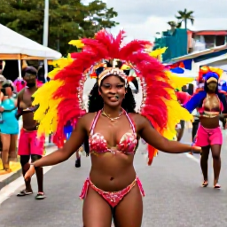 Caribbean Holidays, Trinidad Beach Holidays, A colourful February Carnival celebration in Trinidad with dancers in elaborate costumes, music and a lively street crowd