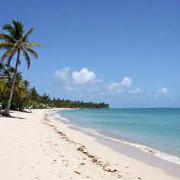 Caribbean Holidays, Trinidad Beach Holidays, A wide sandy beach in Trinidad and Tobago in February, with calm turquoise water, palm trees and bright sunshine