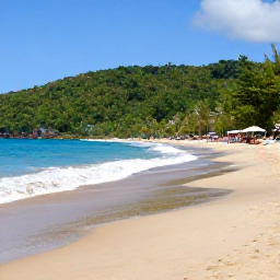 Caribbean Holidays, Trinidad Beach Holidays, Maracas Bay in Trinidad with sweeping sandy beach, green forested hills, gentle waves and local food stalls