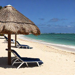 Caribbean Holidays, Trinidad Beach Holidays, Visitors relaxing on Pigeon Point beach in Tobago, with thatched umbrellas, clear water and gentle waves