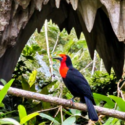 Caribbean Holidays, Trinidad Birdwatching, Colourful tropical birds and a black oilbird in a lush cave and forest setting at Asa Wright and nearby Aripo caves