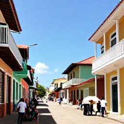 Caribbean Holidays, Trinidad City Breaks, Bustling Port of Spain street scene with colourful colonial buildings, local shops and people enjoying a sunny Caribbean afternoon