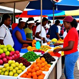 Caribbean Holidays, Trinidad City Breaks, Colourful fruit and spice stalls at the lively Queen's Park Savannah market in Port of Spain, Trinidad