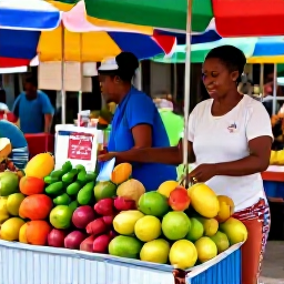 Caribbean Holidays, Trinidad City Breaks, Colourful Port of Spain market with fresh tropical fruit, spices, handmade crafts and friendly vendors