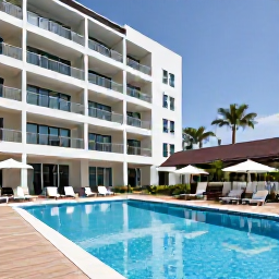 Caribbean Holidays, Trinidad City Breaks, Comfortable modern hotel room and inviting swimming pool in Port of Spain, Trinidad, suitable for an October city break