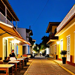 Caribbean Holidays, Trinidad City Breaks, Relaxed evening in Port of Spain with outdoor dining, live steelpan music and warmly lit streets