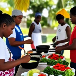 Caribbean Holidays, Trinidad Cooking Holidays, A welcoming outdoor cooking class in Trinidad, with fresh Caribbean ingredients, colourful peppers, herbs and tropical surroundings