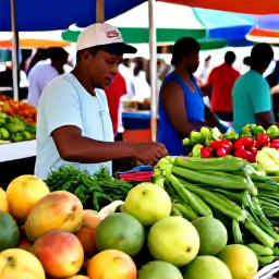 Caribbean Holidays, Trinidad Cooking Holidays, Bustling Port of Spain market in December with tropical fruit, vegetables, herbs, peppers and friendly local vendors