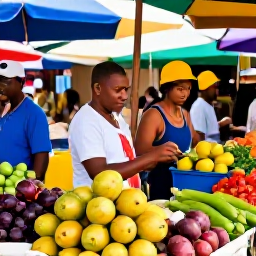 Caribbean Holidays, Trinidad Cooking Holidays, Bustling Trinidad food market in January with colourful tropical fruit, vegetables, spices and friendly local stallholders