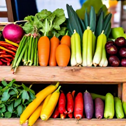 Caribbean Holidays, Trinidad Cooking Holidays, Colourful Caribbean cooking ingredients, fresh herbs, chillies, spices and tropical produce arranged on a wooden market stall in Trinidad