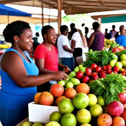 Caribbean Holidays, Trinidad Cooking Holidays, Colourful Trinidad market in January with tropical fruit, fresh vegetables, herbs and friendly local shoppers
