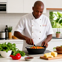 Caribbean Holidays, Trinidad Cooking Holidays, Local cook preparing Caribbean Christmas dishes in a bright Trinidad kitchen, with fresh herbs, peppers and spices
