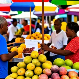 Caribbean Holidays, Trinidad Culture Holidays, Bustling Port of Spain market with colourful tropical fruit, local spices and friendly shoppers