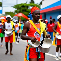 Caribbean Holidays, Trinidad Culture Holidays, Colourful Trinidad Carnival street parade in Port of Spain with masqueraders, steel pan musicians and lively crowds