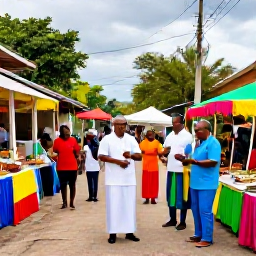 Caribbean Holidays, Trinidad December Luxury, Colourful Trinidad street celebration in December, local musicians, Caribbean food stalls and visitors enjoying an authentic cultural experience