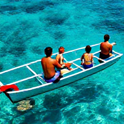 Caribbean Holidays, Trinidad Family Holidays, A family taking a gentle glass-bottom boat trip near Tobago, viewing colourful coral and tropical fish in clear turquoise water
