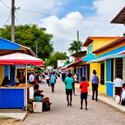 Caribbean Holidays, Trinidad Family Holidays, Colourful Trinidad street scene with families enjoying music, local food stalls and festive Caribbean atmosphere