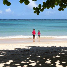 Caribbean Holidays, Trinidad Family Holidays, Families enjoying a calm sandy beach with clear water, shade and gentle waves in Tobago