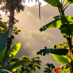 Caribbean Holidays, Trinidad February Holidays, A colourful Trinidad and Tobago nature scene in February, with lush rainforest, tropical birds and warm morning light