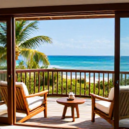 Caribbean Holidays, Trinidad Honeymoons, Romantic beachfront resort room in Tobago with private balcony, tropical garden, sea view and elegant honeymoon touches