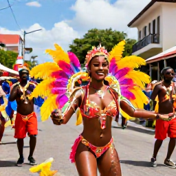Caribbean Holidays, Trinidad Instagram Spots, Colourful Carnival costumes, dancers and musicians in Port of Spain, Trinidad, during a lively February street celebration