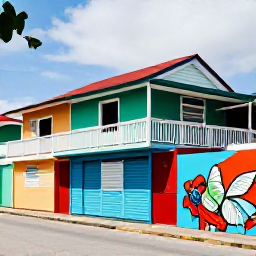 Caribbean Holidays, Trinidad Instagram Spots, Colourful wooden houses and lively street art in Port of Spain, Trinidad, photographed in bright natural light