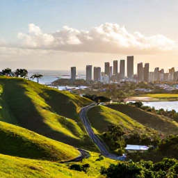 Caribbean Holidays, Trinidad Instagram Spots, Panoramic view from Trinidad's Lady Chancellor Road overlooking Port of Spain, green hills and city skyline in warm February sunlight
