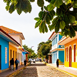 Caribbean Holidays, Trinidad January Breaks, Colourful Port of Spain street scene in January, with tropical greenery, colonial buildings, local people and warm Caribbean sunshine