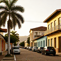 Caribbean Holidays, Trinidad January, Bustling Port of Spain street scene in January, colourful buildings, palm trees and warm Caribbean sunlight