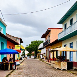 Caribbean Holidays, Trinidad January, Colourful Port of Spain street scene with local food stalls, music and historic Caribbean buildings