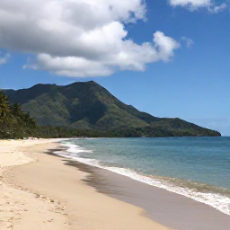 Caribbean Holidays, Trinidad July Breaks, Maracas Bay beach near Port of Spain, Trinidad, with green mountains, golden sand and calm sea under a partly cloudy July sky
