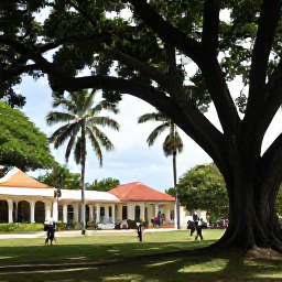 Caribbean Holidays, Trinidad July Breaks, The Queen's Park Savannah in Port of Spain with tropical trees, historic buildings and people walking beneath a bright July sky