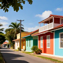 Caribbean Holidays, Trinidad July Hotspots, Colourful wooden houses and quiet streets in Port of Spain, Trinidad, with tropical greenery and July sunshine