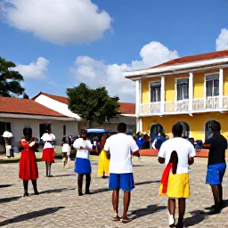 Caribbean Holidays, Trinidad June Holidays, Traditional Trinidadian cultural celebration with musicians, dancers and colourful costumes in a town square