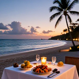 Caribbean Holidays, Trinidad Luxury February, Romantic fine dining beside a Caribbean beach in Trinidad and Tobago, candlelit table, fresh seafood and tropical evening sky