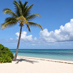 Caribbean Holidays, Trinidad Luxury Holidays, Luxury beachfront resort in Trinidad and Tobago in April, palm trees, calm turquoise sea, bright tropical daylight